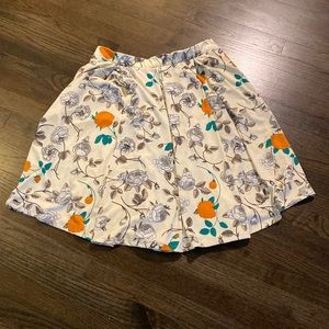 LuLaRoe A-Line Skirt with Orange and Teal “Beauty and the Beast” Floral Pattern